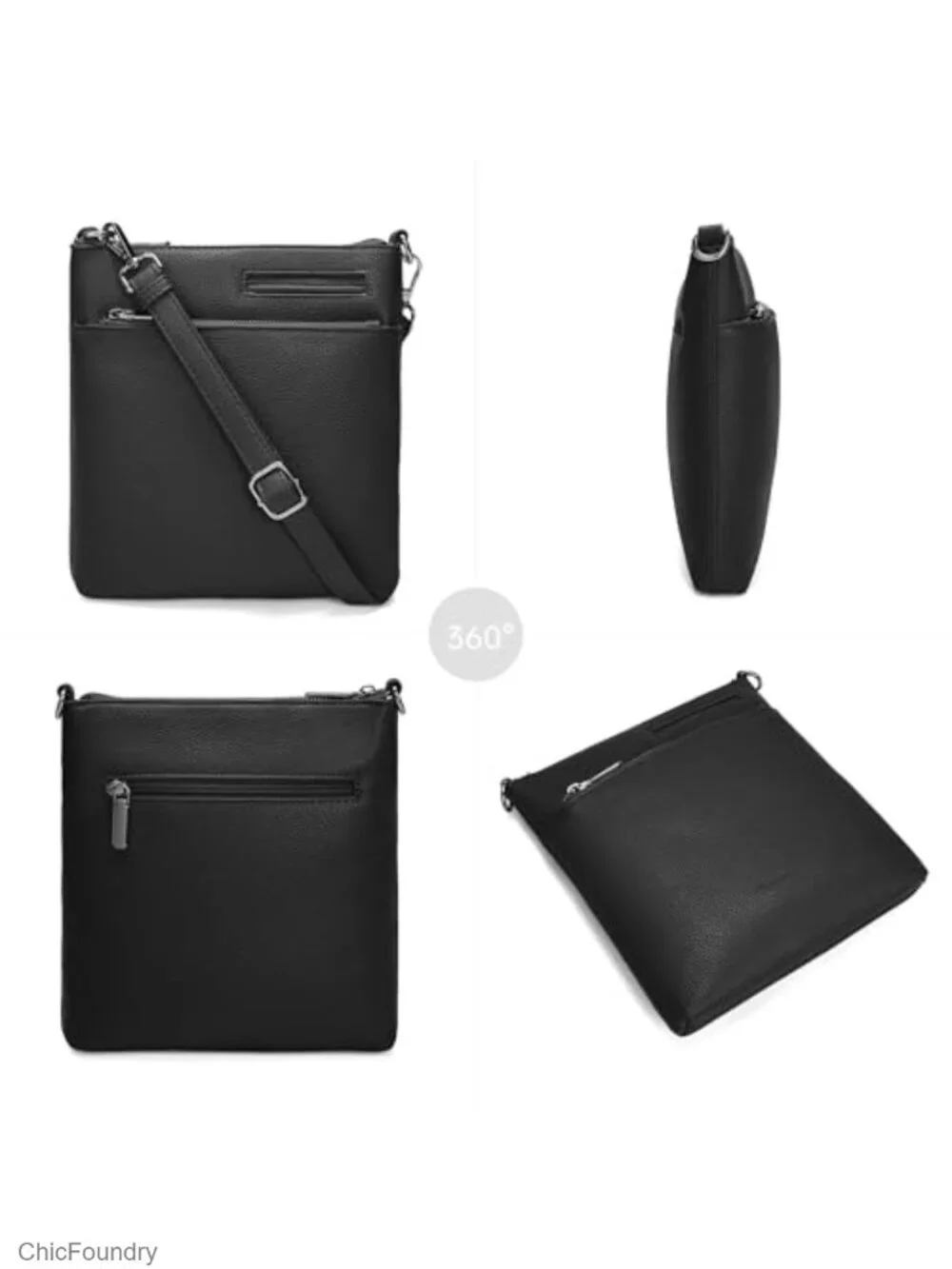 Small Faux Leather Crossbody Bag with 3 Compartments, Adjustable Straps, Travel